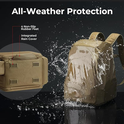 Piscifun 52L Fishing Tackle Backpack with Rod Holders & 4 Tackle Boxes, Large Tackle Bag for Gear Storage with Rain Cover