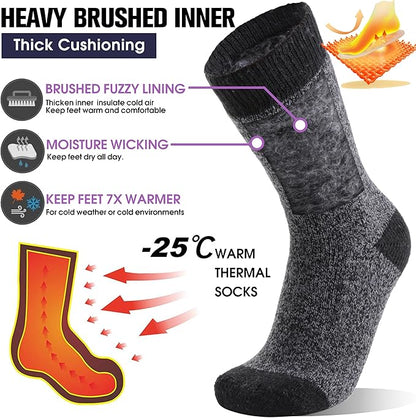 MOGGEI 3 Pairs Thermal Winter Socks for Women & Men Thick Extra Warm Insulated Ski Boot Socks for Cold Weather