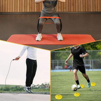 Soccer Training Equipment Set, Multifunctional Football Gear with 4 Adjustable Hurdles 9.8 feet 6 Rungs Agility Speed Ladder