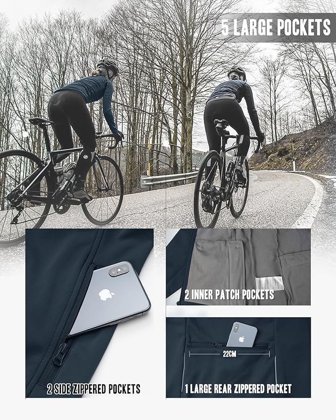 33,000ft Women's Waterproof Fleece Running Jacket Zip Up Athletic Winter Cold Weather Workout Cycling Track Jackets