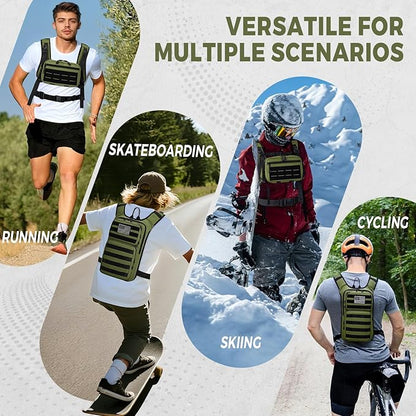 Tactical Hydration Backpack with 2L Water Bladder and Front Small Tactical Pouch, Outdoor Water Backpack for Men Women, Sports Hydration Pack for Hiking, Cycling, Climbing