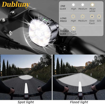 Bike Lights Front and Back for Night Riding Safety,Super Bright Headlight and Red Rear Tail,IP65 Waterproof USB Charging,with 8 Ultra-Bright LED Beads 8+7 Lighting Modes for All Road Bicycle