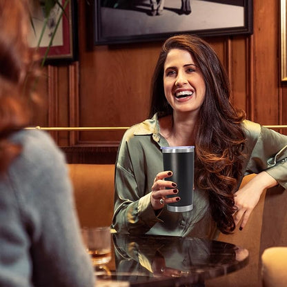 20oz Tumbler Stainless Steel Tumbler Cup with Lid Vacuum Insulated Double Wall Travel Mug, Durable Powder Coated Travel Coffee Tumbler Mug for Hot & Cold Drinks, Black,4 Pack