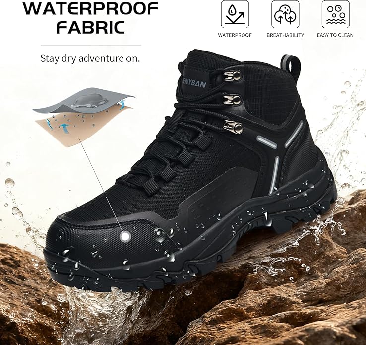 Waterproof Women's Hiking Boots with Wide Toe Box Lightweight Non-Slip Grip Ankle Support, Durable Comfort for Trekking, Trail Running, and Outdoor Adventures