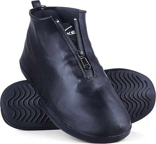 Waterproof Shoe Covers Slip-Resistant Overshoes Newly Upgraded and Latest Model for Men Women, Reusable Rain Boots for Outdoor, Cycling, Hiking, Work (Black, M (Women 6-7.5, Men 5-6.5))