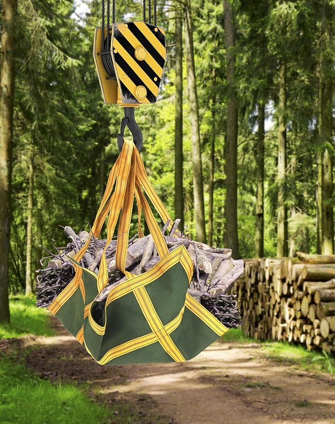 QWORK Heavy-Duty Canvas Cargo Lifting Pad Net - 3.28ft x 3.28ft Reinforced Handle Lifting Net for Construction, Logistics, and Transport, 2645lbs Load Capacity, Non-Slip Material