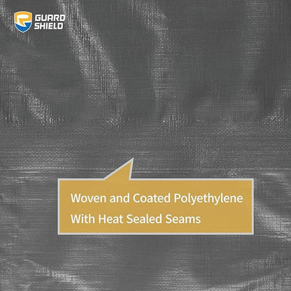 GUARD SHIELD Heavy Duty Tarp Waterproof 16x16 Feet Grey Large Outdoor Tarps Cover 12mil