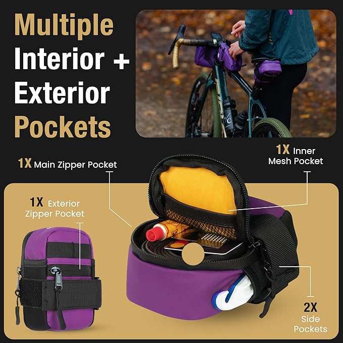 Lumiere & Co. Bike Saddle Bag – Ultra Small (0.2L) & Medium (0.5L) Options | Sleek Minimalist Design, Secure Hook & Loop Strap