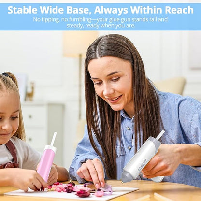 Cordless Hot Glue Gun 4V 20W, 10s Fast Preheat, 30PCS Mini Glue Sticks 7x100mm, Type-C Rechargeable, Anti-Drip, Auto-Off, for DIY Crafts, Repair, Decoration (White)