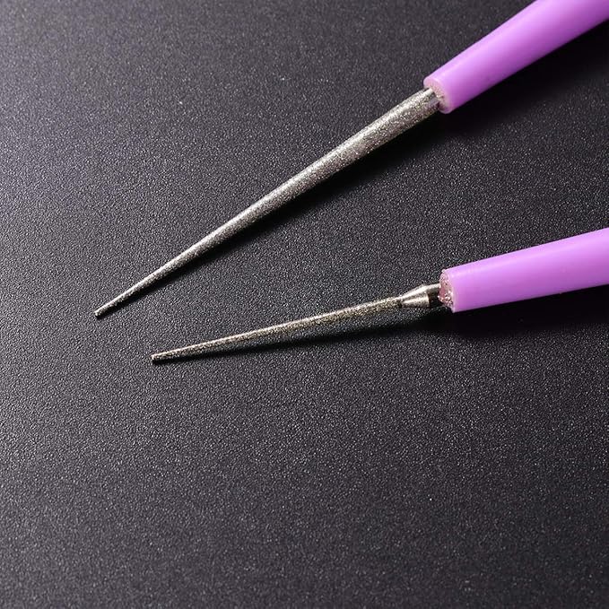 EXCEART Bead Hole Reamer Needle Opener Drill Puncher - Bead Reamer Set Hole Opener for Glass Plastic Metal Jewelry Making Hand Drill