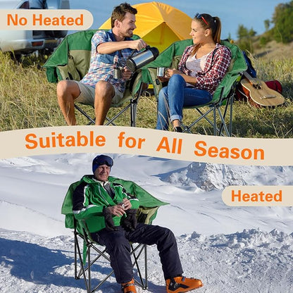 NAIZEA Heated Massage Camping Chairs,Heated Outdoor Chair w/3 Heating Mode, Oversized Heated Chair for Adults, Heavy Duty Folding Camping Chairs for Camp,Fishing, Sports Events,NOT Included Battery
