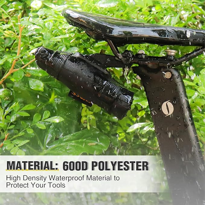 WEEROCK Bike Saddle Bag for Bicycle Tool, Foldable Small Size Waterproof Bike Seat Bag for Bike Repair Tools,Beige