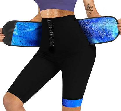 Sauna Pants Women Sweat Capris Slimming Leggings,Mesh Crotch,High Waist Workout Body Shaper Suits