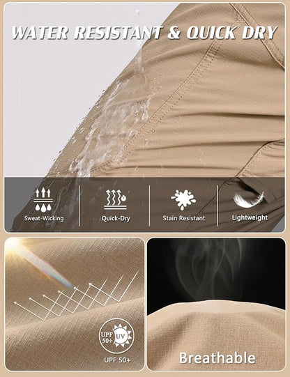 Mens Lightweight Cargo Hiking Patns Outdoor Quick Dry Work Tactical Pants with 6 Pockets Water Resistant Fishing Travel Pants