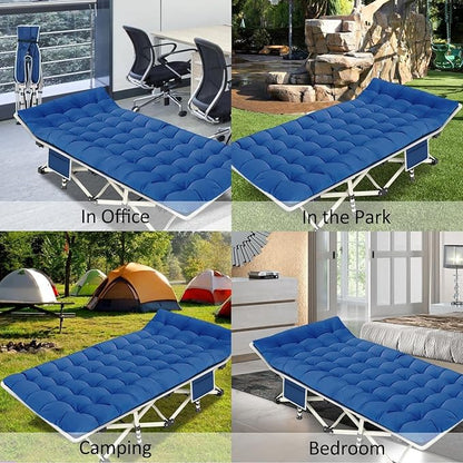 2 Pack Camping Cot with Mattress Camping Cots for Adults Cots for Sleeping with Pad Heavy Duty Guest Bed 2 Person Sleeping Cot Comfortable Include Carry Bag Indoor Outdoor Easy to Set Up