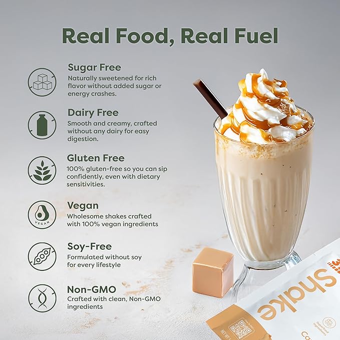 310 Nutrition All-In-One Meal Replacement Shake Powder - Plant-Based Protein Smoothie Blend w/High Fiber, Probiotics & Adaptogens - Low Carb, Vegan, Keto & Paleo Friendly - Caramel Sundae - 14 Srv