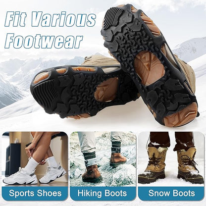 Spikeless Ice Cleats for Boots and Shoes Slip On Traction Cleats Crampons Traction Devices Aids Rubber Footwear for Snow and Ice Winter Walking Indoor Outdoor Men Women