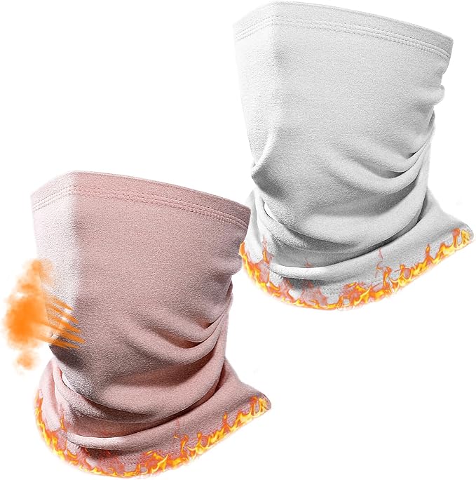 Winter Neck Warmer Gaiter: 2 Pack Thermal Face Cover for Men Women Windproof Fleece Ski Mask for Running Skiing