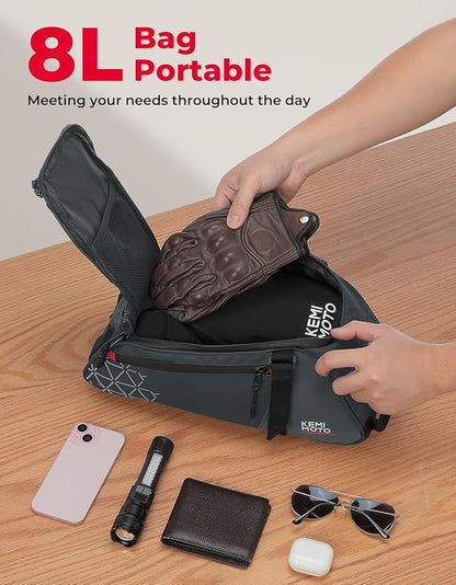 KEMIMOTO Rear Bike Rack Bag - 8L PVC Water Resistant Ebike Bags for Bicycle Rear Rack, Bicycle Trunk Pannier for Commuter Travel Shopping and Cycling (Grey)