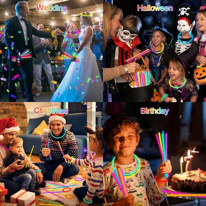 Glow Sticks Bulk Party Pack- Ultra Bright 500pk Glow in the Dark Party Favors, Christmas Glow Decorations, New Years Eve Party Supplies Glow Necklaces and Glow Bracelets with Connectors