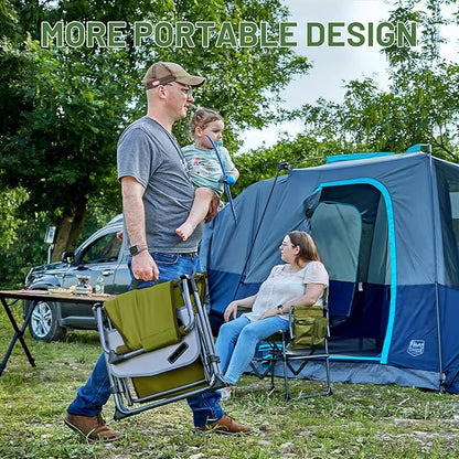 TIMBER RIDGE Aluminum Camping Directors Chair with Side Table Pocket, Portable Folding Chair, Heavy Duty Lawn Chair for Fishing Trip Picnic Concert Outdoor 400lbs, Green 2 Pack