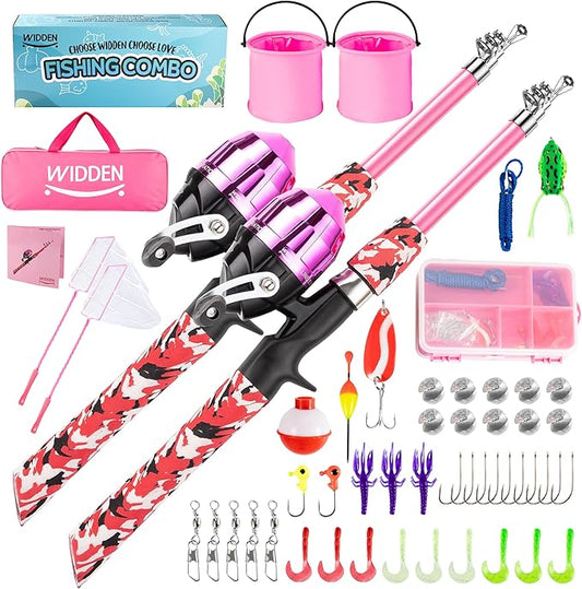 Kids Fishing Pole, Portable Telescopic Kids Fishing Poles for Boys and Girls, Fishing Rod and Reel Combo Kit with Tackle Box, and Fishing Net, Best Fishing Pole for Toddler Youth