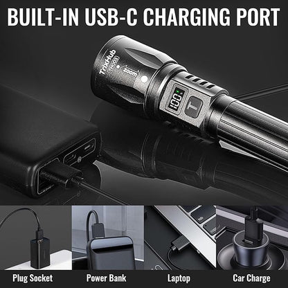 Rechargeable Flashlights 3Pack High Lumens, 5Mode Rechargeable Flashlights with LCD Digital Display, Super Bright Flashlight Adjustable Flash Light, High Powered LED Flashlight for Emergency