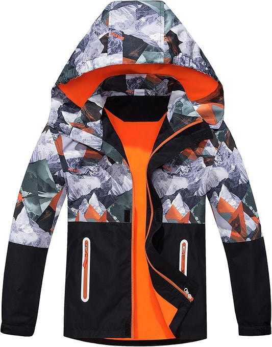 MGEOY Boys Girls Rain Jackets Lightweight Waterproof Hooded Raincoats Windbreakers for Kids 4-14Y