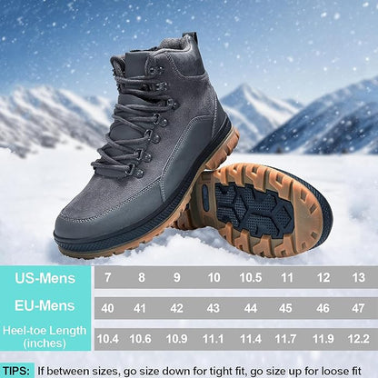 Wondamo Men's Snow Boots Lightweight Waterproof Winter Boots Fur Lined Anti-slip Cold Weather Shoes
