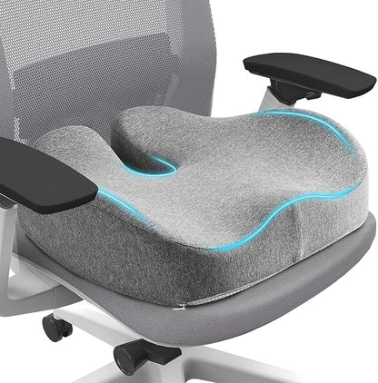 Seat Cushion Chair Cushion for Wide Hip & Thigh, Thickened Memory Foam Sciatica Pain Relief Pillow for Plush Support, Proper Posture, Ergonomic Tailbone Pain Relief Cushion for Office Chair, Car, Home