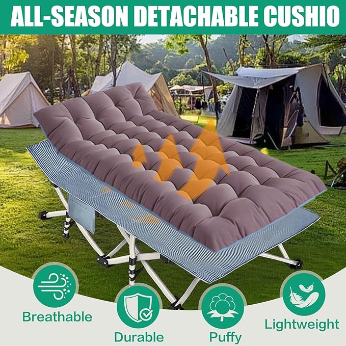 2 Pack Extra Large Cot 32" Width Camping Cot with Mattress Comfortable Sleeping cots for Adults with Carry Bag XXL Cots for Camping Bed Folding Cot Heavy Duty for Home Office Outdoor Indoor