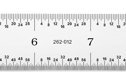 PEC Tools Machinist Metal Ruler, 12" x 300mm Metal Ruler, 1/25" Thick X 1" Wide, Measurement Accuracy 1/32",1/64", 0.5mm, 1mm, Carbon Steel, Satin Chrome, Made in USA