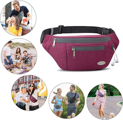 Entchin Fanny Pack for Women Men,Crossbody Belt Bag with 4-Zipper Pockets,Adjustable Waist Bag Pack,One of the Most Popular Travel Essential Gifts for Walking,Traveling,Cycling