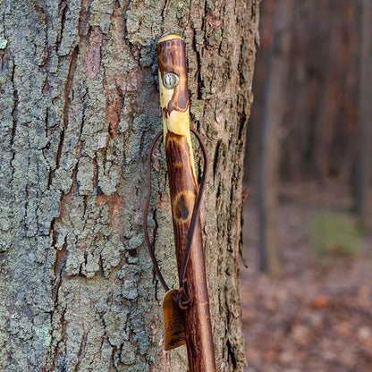 Brazos Rustic Wood Walking Stick, Hawthorn, Traditional Style Handle, for Men & Women, Made in The USA