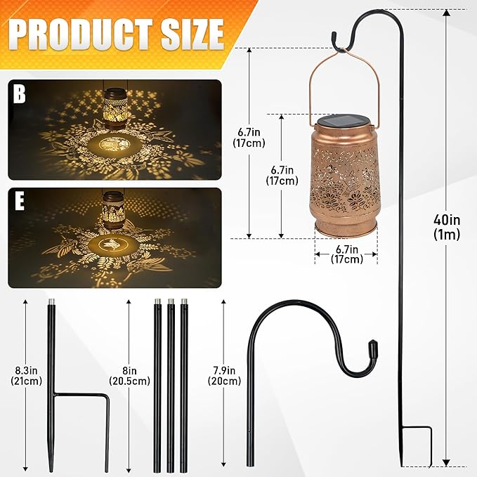 2 Pack Hummingbird Solar Lantern - Outdoor Decorative Solar Lanterns for Garden, Patio, Backyard, and Porch - Waterproof Hanging Lantern for Outside - Perfect Gifts for Women