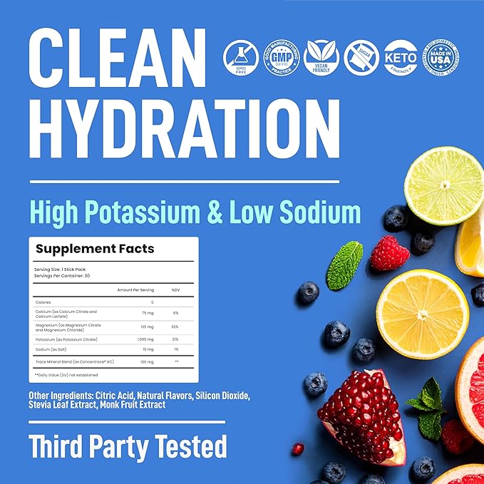 Keppi Electrolytes Powder Packets Assorted Flavors 30 Servings – No Sugar Hydration Supplement with Potassium, Magnesium, Sodium – Keto, Vegan, Fasting-Friendly, Zero Calorie Hydration Packets