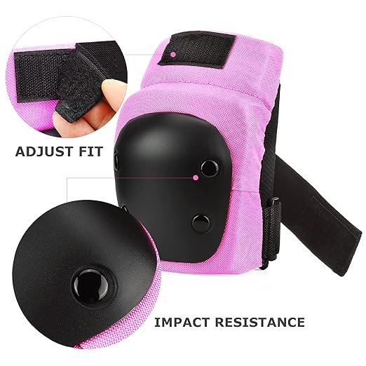 Adult/Child Knee Pads Elbow Pads Wrist Guards 3 in 1 Protective Gear Set for Skateboarding Inline Roller Biking Roller Skating Cycling Outdoor Sports Pink M