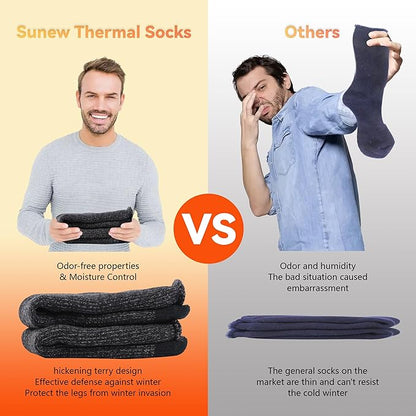 Sunew Warm Thermal Socks 4 Pack, Mens Womens Winter Heated Outdoor Skiing Thermal Socks