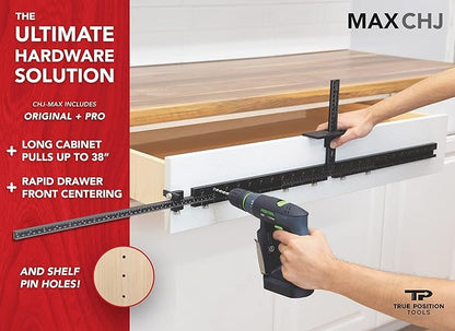 MAX Cabinet Hardware Jig - Install Long Pulls and Shelf Pin Holes - Made In USA - Hand Calibrated by True Position Tools