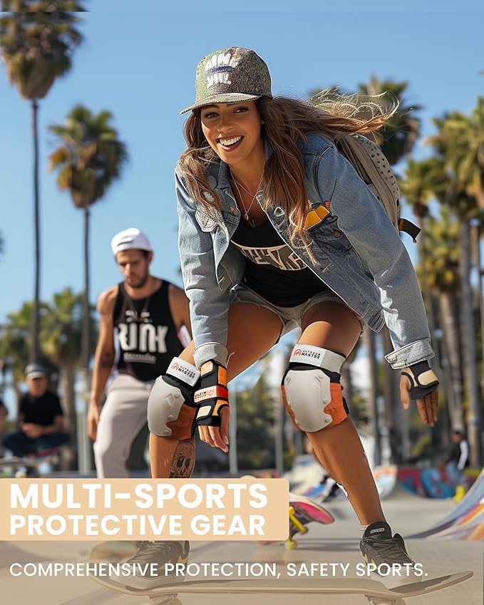 OutdoorMaster Knee Pads for Skating Knee and Elbow Pads for Adult &Youth - Skateboard Protective Gear with Wrist Guards 3 in 1 Saver Series for Skate