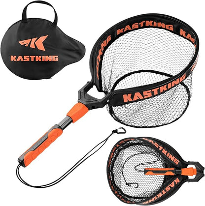 KastKing Titanet Fishing Net, Durable Aluminum Handle, Non-Slip Hi-Vis Grip, Compact Bag & Lanyard, Ideal for Kayak, Lake, Fly, or River Fishing, 2 Net Options