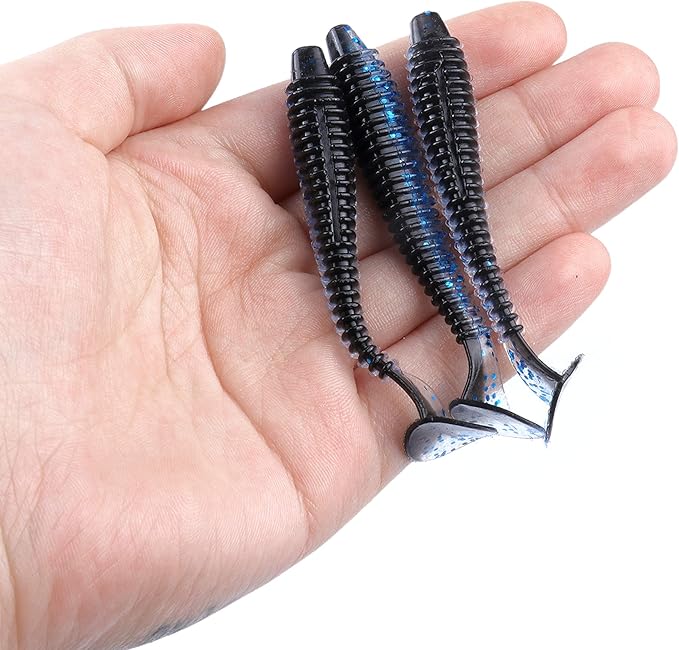 RUNCL Swimbaits Paddle 10/20/30/40PCS, 5/4/3/2 Inchs Paddle Tail, Soft Lure for Trout Crappie Bass, Durable Plastic Bait Swimmer for Saltwater/Freshwater, Fishing Lover's Gift