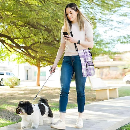 Lavender Flowers Palid Purple Water Bottle Holder with Strap Insulated Water Bottle Carrier Crossbody Bags Pouch with Phone Pocket for Travel Gym Hiking Walking Running