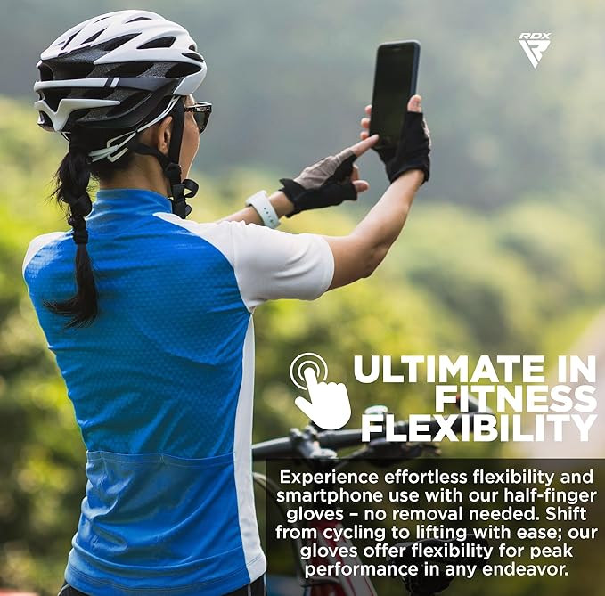 RDX Weight Lifting Gloves Gym Fitness Workout, Anti Slip Palm Protection Half Finger Exercise Glove for Powerlifting Deadlifting Bodybuilding Calisthenics Cycling Rowing Climbing Training, Men Women