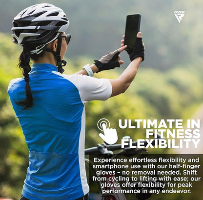 RDX Weight Lifting Gloves Gym Fitness Workout, Anti Slip Palm Protection Half Finger Exercise Glove for Powerlifting Deadlifting Bodybuilding Calisthenics Cycling Rowing Climbing Training, Men Women