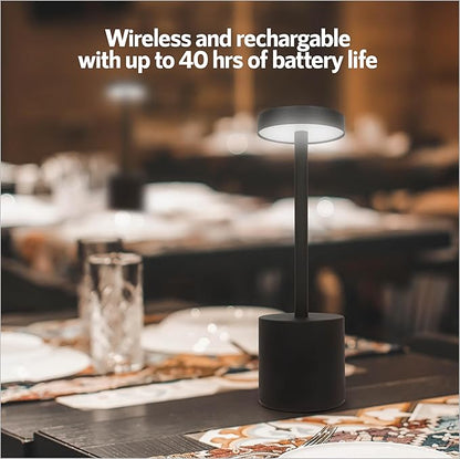 10 Pack - Black Rechargeable Cordless Table Lamps, Portable LED Desk Lamps, Dimming 5000mAh Rechargeable Battery Powered LED Lighting for Restaurant,Bar, Bedroom, Outdoor, Party