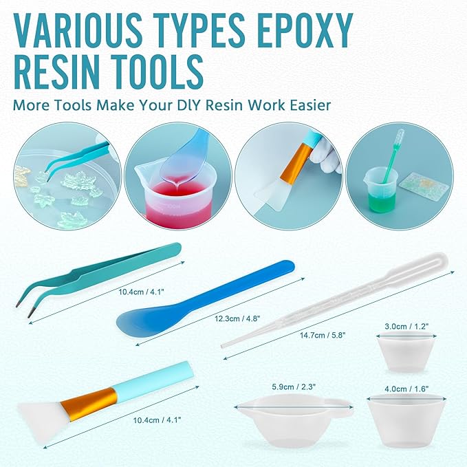SWIGRANCE Epoxy Resin Mixing Tools Kit 36Pcs, Reusable Soft Silicone Tools, Includes A3 Non-Stick Silicone Mat, Measuring Cups, Dropper Pipettes, Stir Sticks, Brushes, Resin Casting DIY Jewelry Making