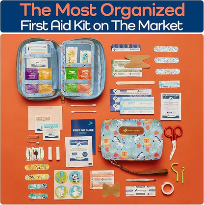 KeepGoing Travel First Aid Kit for Kids – 130 Pc. for Car, Home, Purse, Diaper Bag & Backpack with Latex-Free Bandages - Mini First Aid Kit Travel Size TSA-Approved