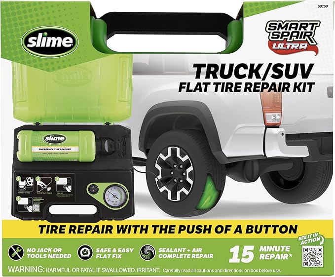 Slime 50159 Flat Tire Repair Kit, Smart Spair Ultra, All-in-one Solution, Repairs and Inflates, Truck/SUV, 15 Min Fix