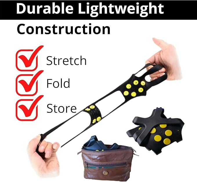 Limm Ice Snow Traction Cleats - Lightweight Crampon Cleats for Walking on Snow & Ice - Anti Slip Grippers Fasten Quickly & Easily Over Footwear - Protable Grips for Shoes and Boots